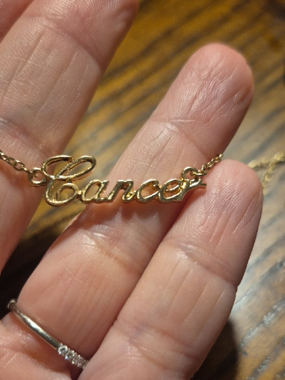 Gold 'Cancer' Script Necklace